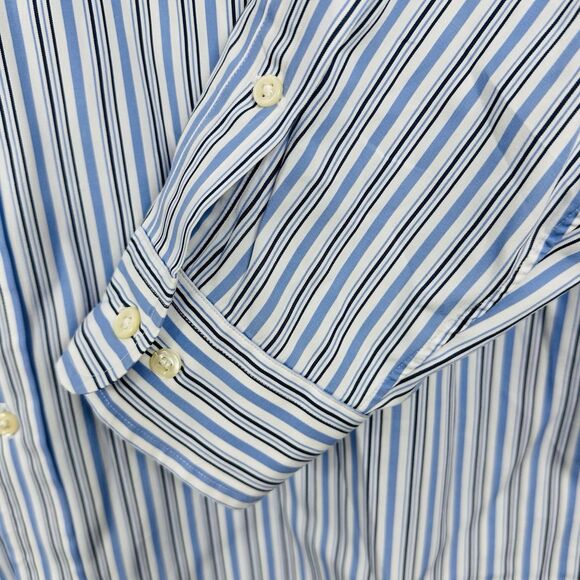 Polo Ralph Lauren Striped Button Down Shirt Mens Size XL 17.5 32/33 White Blue - Picture 6 of 8